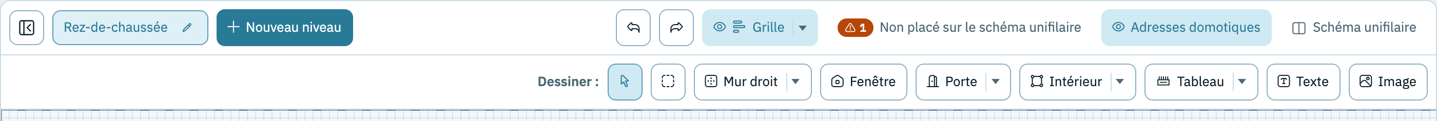 Barre d'outils du plan de situation