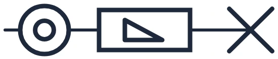 Symbole Bouton-poussoir + variateur + point lumineux dans un schéma unifilaire
