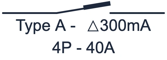 Symbole Différentiel général 300 mA tétrapolaire dans un schéma unifilaire