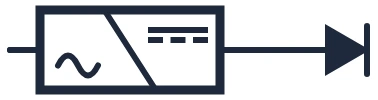 Symbole LED avec convertisseur (driver) dans un schéma unifilaire